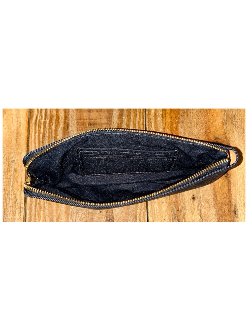 Coach Denim and Leather Large Signature Corner Zip Wristlet. - Picture 7 of 14
